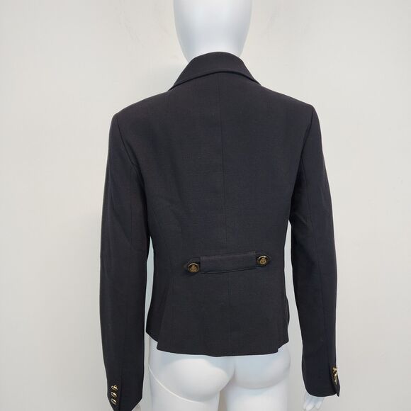 CAbi Black Stretch Knit Blazer Jacket Size 4 Double Breast Crest Academia Preppy - Picture 5 of 15